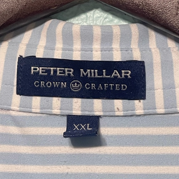 Peter Millar Shirt Mens XXL Blue Striped Short Sleeve Performance Golf Polo - Picture 4 of 8
